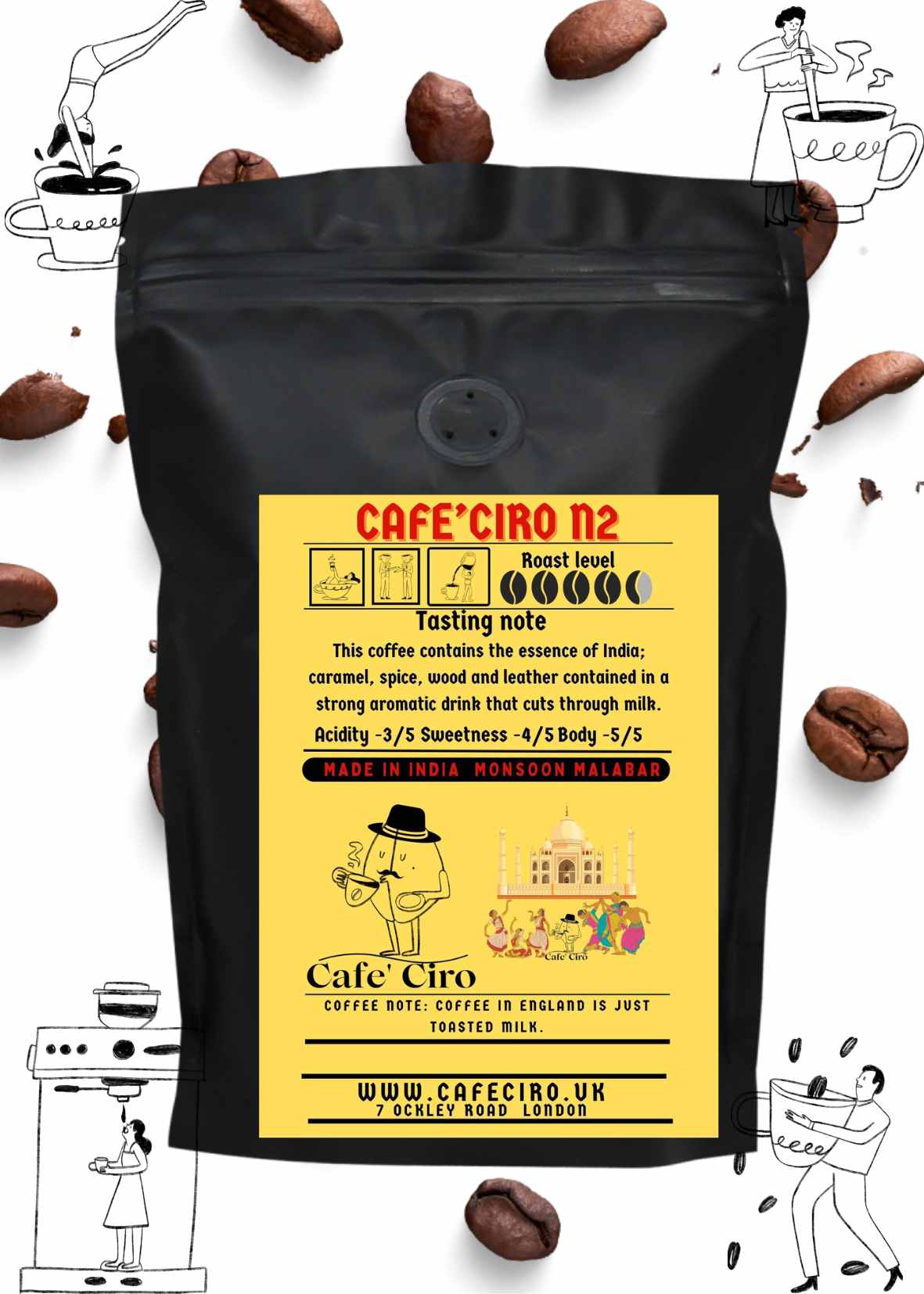 Cafe'Ciro N2 Monsoon Malabar Made in India Blend